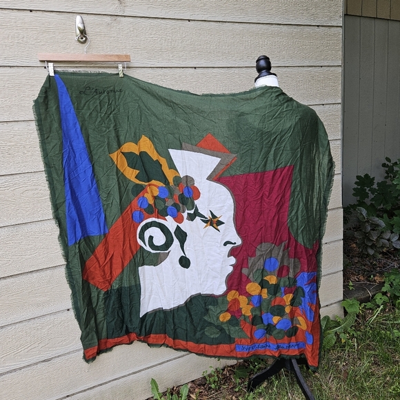 vintage 1980s Yves Saint Laurent Silk L' Automne Autumn Season Silk Scarf rare - Picture 1 of 6